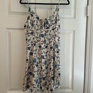 American Eagle Outfitters Floral Dress - Cream and Blue